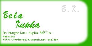 bela kupka business card